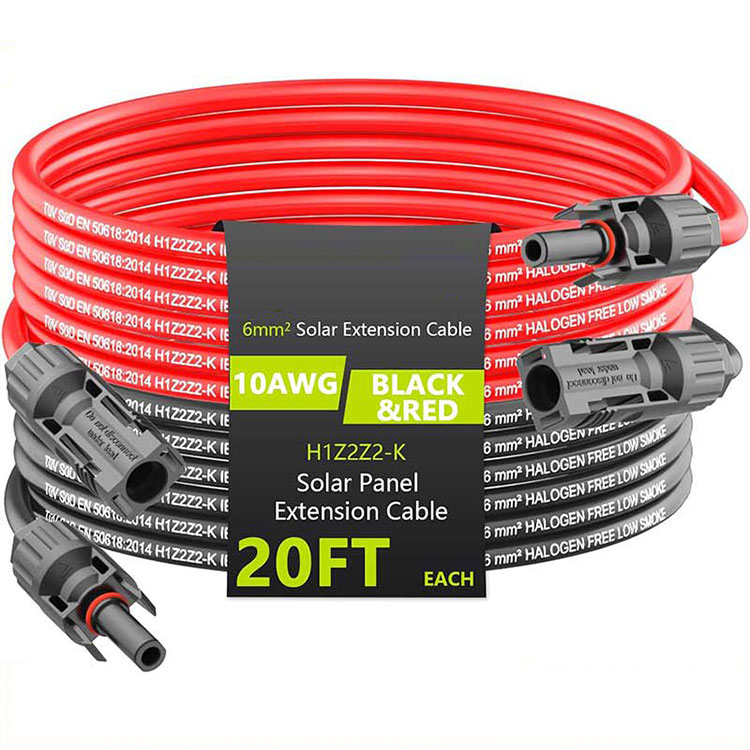 Quyosh uzatma kabeli 20FT 10AWG (6mm2) Quyosh panelini uzaytirish simi